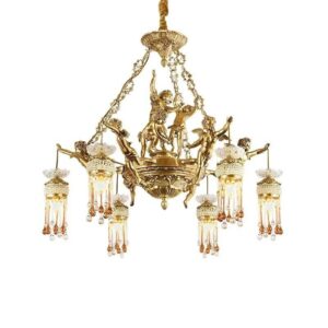 Cupid Antique Chandelier Church Crystal Pendant Lamp Vintage
