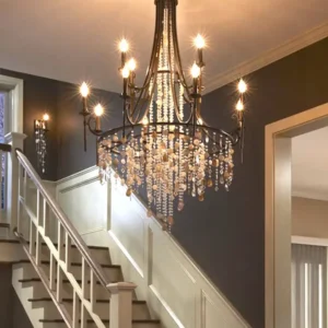 Wrought Iron Staircase Pendant Chandelier