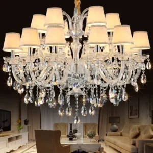 Modern Crystal Chandelier With Lamp Shades