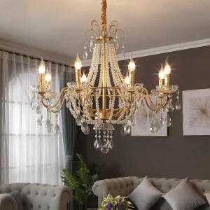 Retro Style Pearl Chandelier For Living Room