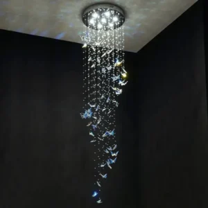 Modern K9 Crystal Butterfly Ceiling Chandelier Staircase