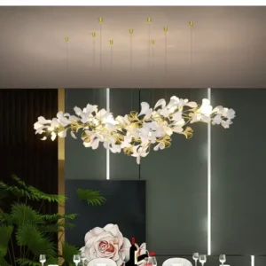 Modern Ginkgo Leaf Ceramic Chandelier Lighting LED