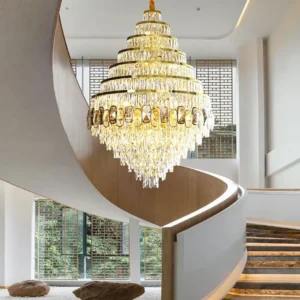Large Chandelier Modern LED Spiral Stairwell For Hotel