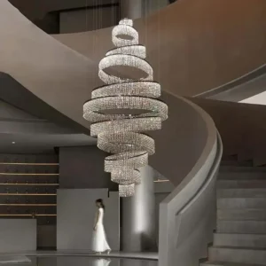 Staircase Crystal LED Chandelier Modern Ring