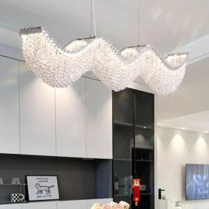 Modern Wave Crystal Bead LED Chandelier Light