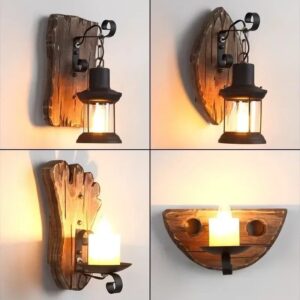 Wooden Wall Lamp LED Sconces Industrial Style Home Decoration Wall Light Fixtures