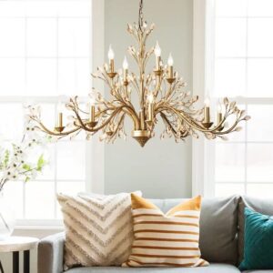 Vintage Crystal Branch Pendant chandelier Light Luxury Double Layer Iron Art