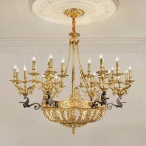 Brass Large Chandelier French Style Classic Candle Pendant Lights