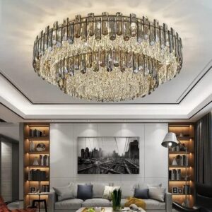 Grey crystal ceiling Lights chandelier for living room modern