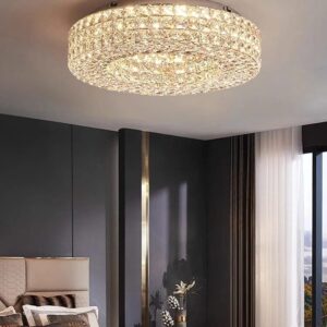Luxury Round Ceiling Lights Gold/Chrome Modern Stainless Steel K9 Crystal