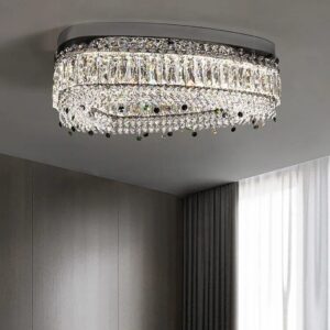 K9 Crystal Ceiling Lamps Stainless Steel Light Fixture