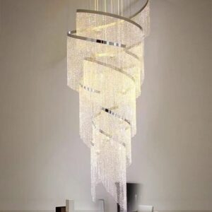 Spiral Design Crystal Chandelier Staircase Light Fixture
