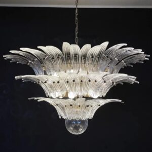 French Vintage Glass Monolara Chandelier Living Room
